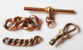 QUANTITY OF 9CT GOLD ITEMS - T-BAR, LOBSTER CLASP, CHAIN LINKS