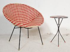 RETRO VINTAGE WICKER AND PLASTIC SATELLITE CHAIR
