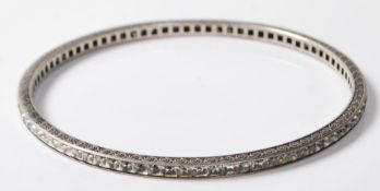 ART DECO 1930'S SILVER AND PASTE BANGLE BRACELET
