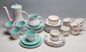 VINATGE POOLE POTTERY TEA SET AND A CRANBORNE TEA CUPS, SAUCERS AND SIDE PLATES