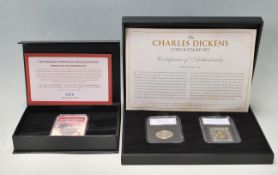 2020 CHARLES DICKENS COIN & STAMP SET AND CHARLES DICKENS COIN