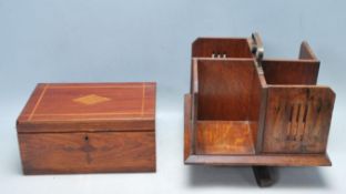 ANTIQUE EARLY 20TH CENTURY OAK DESK TOP REVOLVING BOOKCASE