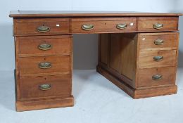 LATE 19TH CENTURY VICTORIAN MAHOGANY TWIN PEDESTAL PARTNERS WRITING DESK