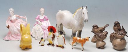 GROUP OF 20TH CENTURY BESWICK, POOLE, COALPORT ANIMAL FIGURINES