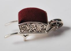 STERLING SILVER WHEELBARROW PINCUSHION
