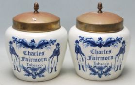 TWO LATE 19TH CENTURY DELFT BLAUW XENITH GOUDA TOBACCO JARS