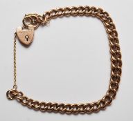 ANTIQUE 9CT GOLD HEART LOCK BRACELET