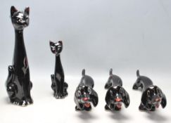 COLLECTION OF ITALIAN CERAMIC FIGURINES OF STYLISED CATS AND DOGS