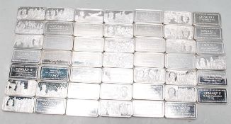 COLLECTION OF 1000 YEARS OF THE BRITISH MONARCHY HALLMARKED SILVER INGOTS