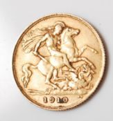 1910 EDWARDIAN GOLD SOVEREIGN