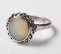 14CT WHITE GOLD AND OPAL RING
