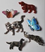 SIX VINTAGE MISED ANIMAL BROOCHES