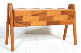 1970’S TEAK WOOD DANISH INSPIRED PLANT STAND WITH ANGULAR SUPPORTS