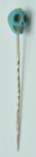 VICTORIAN ANTIQUE TURQUOISE AND GOLD SKULL STICK PIN