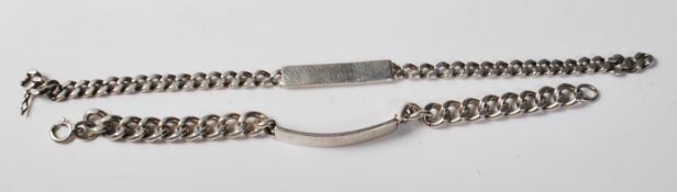 TWO GENTLEMAN'S SILVER NOTATION BRACELETS