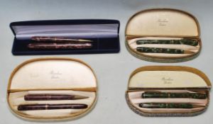 COLLECTION OF VINTAGE 14CT GOLD FOUNTAIN PENS BY BURNHAM OF LONDON