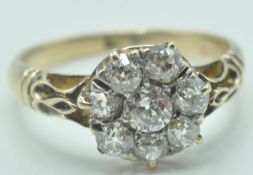 VICTORIAN ANTIQUE 18CT GOLD AND DIAMOND CLUSTER RING