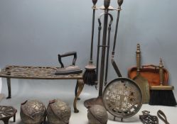 COLLECTION OF EARLY 20TH CENTURY BRASS FIRESIDE WARE