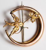 EDWARDIAN 9CT GOLD ART NOUVEAU ROUNDELL BROOCH