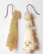 VICTORIAN MOTHER OF PEARL CARVED DROP EARRINGS
