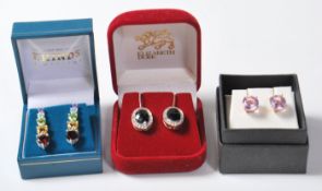 COLLECTION OF THREE PAIRS OF STERLING SILVER EARRINGS