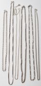 SIX MIXED SILVER NECKLACE CHAINS