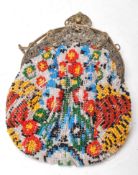 EARLY 20TH CENTURY BEADED LADIES PURSE WITH BEADED FLORAL DESIGN