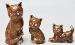SET OF THREE JAPANESE CLOISONNE ENAMELLED CATS