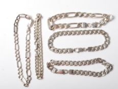 FIVE SILVER BELCHER LINK BRACLET CHAINS