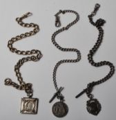 THREE VINTAGE SILVER POCKET WATCH CHAINS