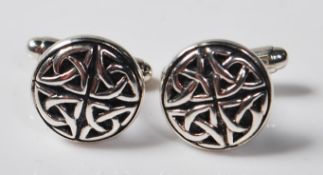 PAIR OF SILVER CELTIC KNOT CUFFLINKS
