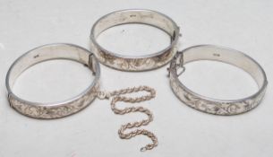 FIVE 20TH CENTURY SILVER BRACELETS