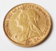 1896 VOCTORIAN GOLD SOVEREIGN COIN