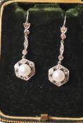 ANTIQUE DIAMOND AND PEARL DROP EARRINGS
