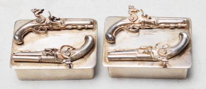 TWO 1970'S GUN DESIGN PILL BOXES