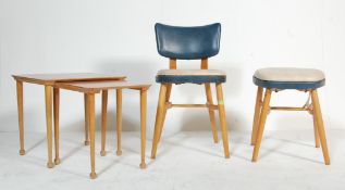 VINATGE RETRO 20TH CENTURY NEST OF TABLES, CHAIR AND STOOL