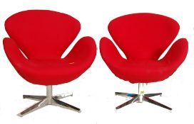 TWO FRITZ HANSEN STYLE SWAN CHAIRS / EASY ARMCHAIRS