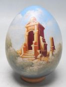 VINTAGE 20TH CENTURY WOODEN HAND PAINTED EGG BY JMF ROBUCHON