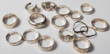 GROUP OF VARIUS SILVER BAND AND DRESS RINGS