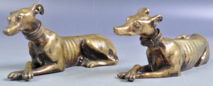 CHARMING PAIR OF 19TH CENTURY BRONZE GREYHOUNDS