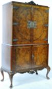 20TH CENTURY QUEEN ANNE REVIVAL BURR WALNUT COCKTAIL CABINET