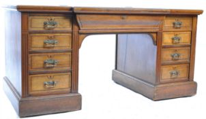 ANTIQUE 19TH CENTURY VICTORIAN WALNUT TWIN PEDESTAL DESK