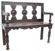 19TH CENTURY GOTHIC REVIVAL OAK & PINE HALL SETTLE BENCH