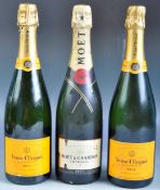 THREE BOTTLES OF FRENCH CHAMPAGNE INCLUDING MOET