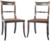 PAIR OF ANTIQUE GEORGIAN TRAFALGAR PAINTED SIDE CHAIRS