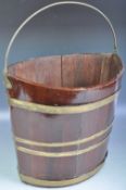 ANTIQUE 18TH CENTURY IRISH MAHOGANY AND BRASS PEAT BUCKET