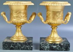 PAIR OF ANTIQUE 19TH CENTURY GILT BRONZE CLASSICAL URNS