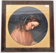 19TH CENTURY OIL ON CANVAS PAINTING PORTRAIT OF A YOUNG GIRL