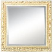 ANTIQUE GESSO PAINTED WOOD WALL MIRROR OF CUSHION SHAPE