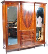 EDWARDIAN MAHOGANY BREAKFRONT TRIPLE COMPACTUM WARDROBE